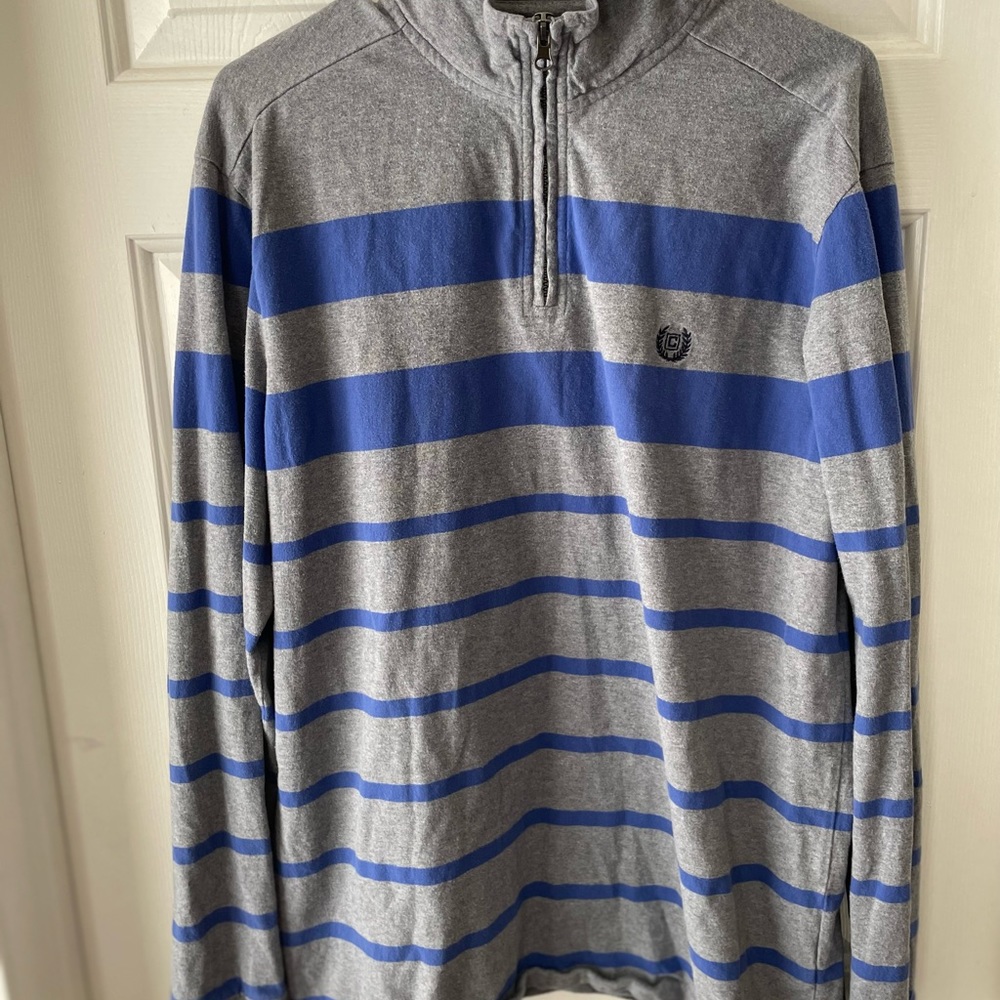Long sleeve grey and blue zipper hoodie size large